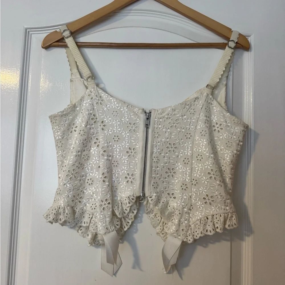 For Love And Lemons Cream Eyelet Lace Crop Top - Picture 4 of 4